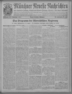 Münchner neueste Nachrichten Mittwoch 26. September 1917