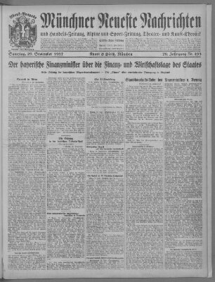 Münchner neueste Nachrichten Samstag 29. September 1917