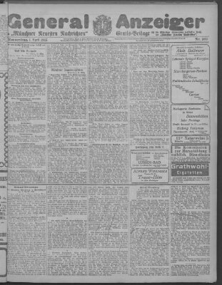 Münchner neueste Nachrichten Donnerstag 1. April 1915