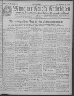 Münchner neueste Nachrichten Mittwoch 7. April 1915