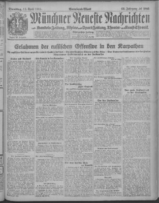 Münchner neueste Nachrichten Dienstag 13. April 1915