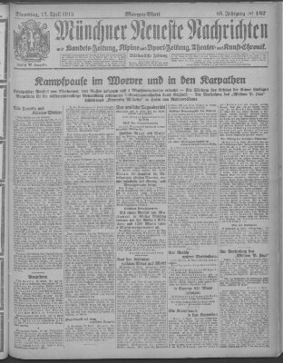 Münchner neueste Nachrichten Dienstag 13. April 1915