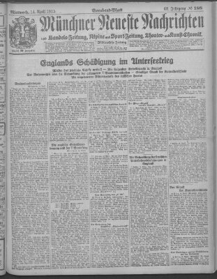 Münchner neueste Nachrichten Mittwoch 14. April 1915