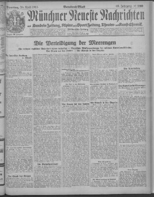 Münchner neueste Nachrichten Dienstag 20. April 1915