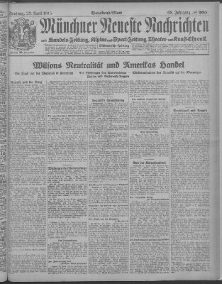 Münchner neueste Nachrichten Freitag 23. April 1915