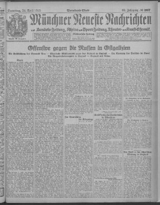 Münchner neueste Nachrichten Samstag 24. April 1915