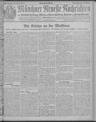 Münchner neueste Nachrichten Mittwoch 28. April 1915