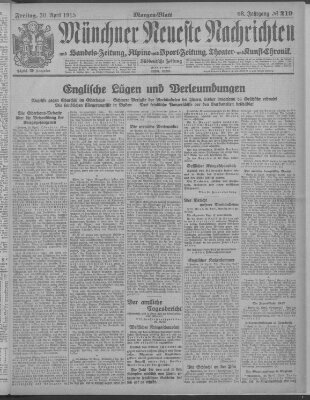 Münchner neueste Nachrichten Freitag 30. April 1915