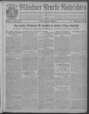 Münchner neueste Nachrichten Freitag 3. Mai 1918