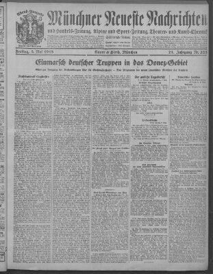 Münchner neueste Nachrichten Freitag 3. Mai 1918