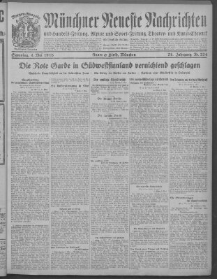 Münchner neueste Nachrichten Samstag 4. Mai 1918