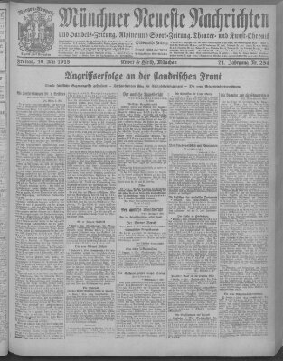 Münchner neueste Nachrichten Freitag 10. Mai 1918