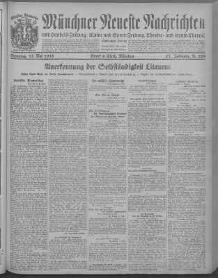 Münchner neueste Nachrichten Sonntag 12. Mai 1918