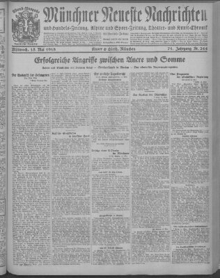 Münchner neueste Nachrichten Mittwoch 15. Mai 1918