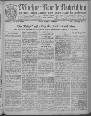 Münchner neueste Nachrichten Samstag 18. Mai 1918