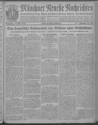 Münchner neueste Nachrichten Samstag 18. Mai 1918