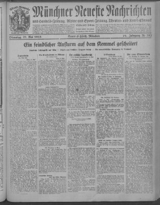 Münchner neueste Nachrichten Dienstag 21. Mai 1918