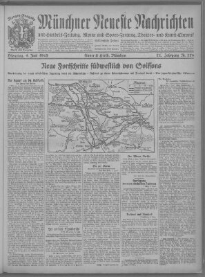 Münchner neueste Nachrichten Dienstag 4. Juni 1918