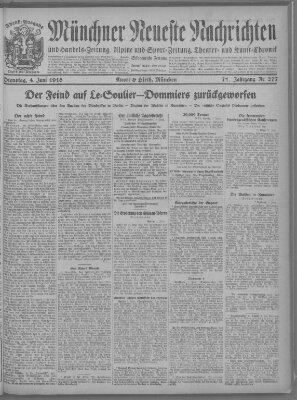 Münchner neueste Nachrichten Dienstag 4. Juni 1918