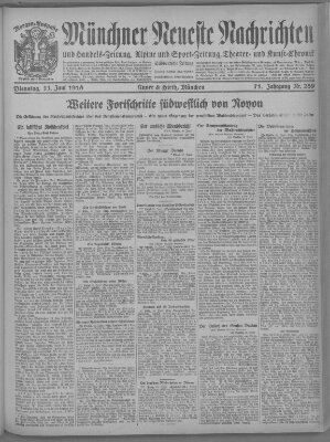 Münchner neueste Nachrichten Dienstag 11. Juni 1918