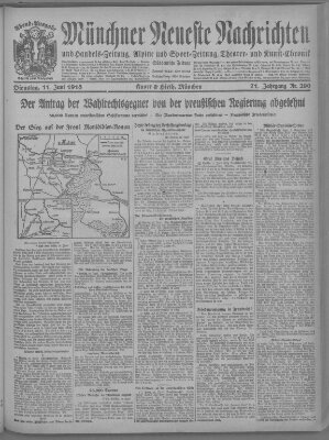 Münchner neueste Nachrichten Dienstag 11. Juni 1918