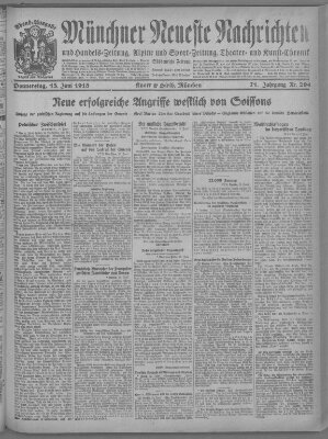 Münchner neueste Nachrichten Donnerstag 13. Juni 1918