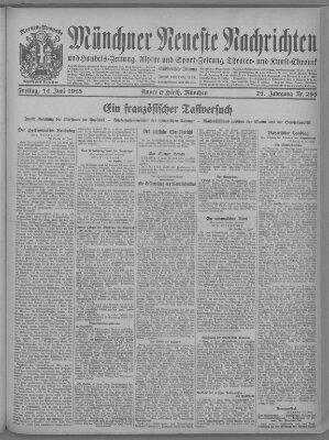 Münchner neueste Nachrichten Freitag 14. Juni 1918