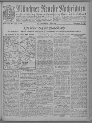 Münchner neueste Nachrichten Mittwoch 19. Juni 1918