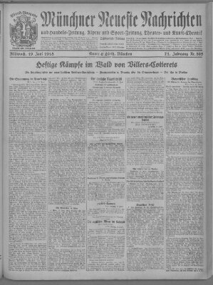 Münchner neueste Nachrichten Mittwoch 19. Juni 1918