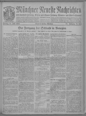 Münchner neueste Nachrichten Freitag 21. Juni 1918