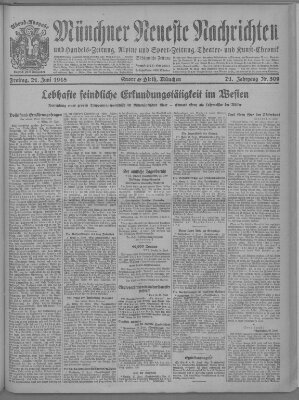 Münchner neueste Nachrichten Freitag 21. Juni 1918