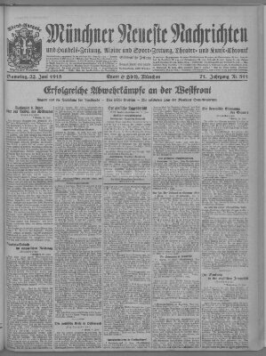 Münchner neueste Nachrichten Samstag 22. Juni 1918