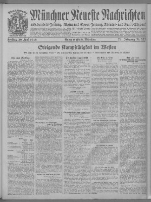 Münchner neueste Nachrichten Freitag 28. Juni 1918