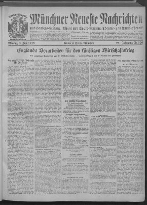 Münchner neueste Nachrichten Montag 1. Juli 1918