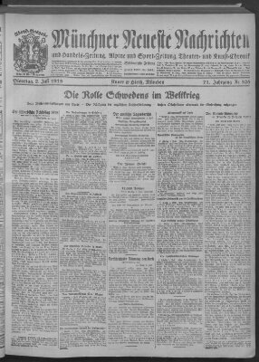 Münchner neueste Nachrichten Dienstag 2. Juli 1918