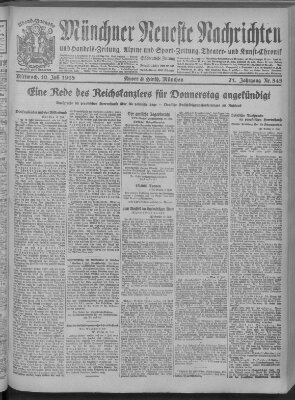 Münchner neueste Nachrichten Mittwoch 10. Juli 1918