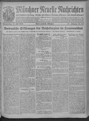 Münchner neueste Nachrichten Donnerstag 11. Juli 1918