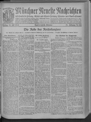 Münchner neueste Nachrichten Freitag 12. Juli 1918