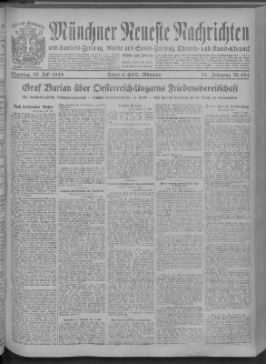 Münchner neueste Nachrichten Dienstag 16. Juli 1918