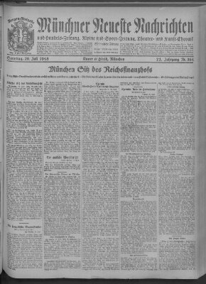 Münchner neueste Nachrichten Samstag 20. Juli 1918