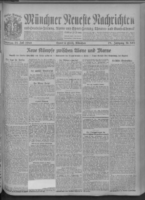 Münchner neueste Nachrichten Sonntag 21. Juli 1918