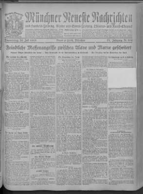 Münchner neueste Nachrichten Donnerstag 25. Juli 1918