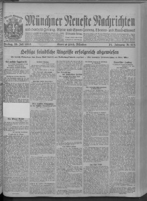 Münchner neueste Nachrichten Freitag 26. Juli 1918