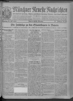 Münchner neueste Nachrichten Dienstag 30. Juli 1918