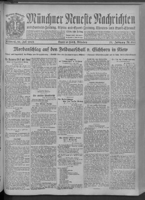 Münchner neueste Nachrichten Mittwoch 31. Juli 1918