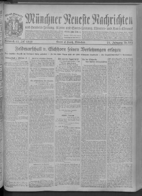 Münchner neueste Nachrichten Mittwoch 31. Juli 1918