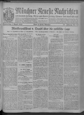 Münchner neueste Nachrichten Donnerstag 1. August 1918