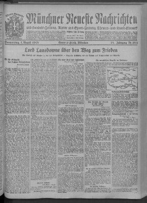 Münchner neueste Nachrichten Donnerstag 1. August 1918