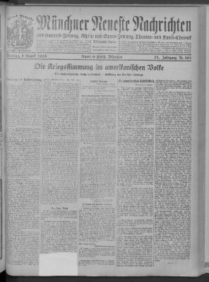 Münchner neueste Nachrichten Montag 5. August 1918