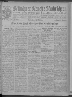 Münchner neueste Nachrichten Donnerstag 8. August 1918